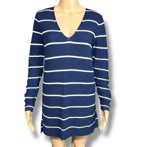 Old Navy Womens Tunic Sweater Knit V Neck Long Sleeves Pullover Striped Medium